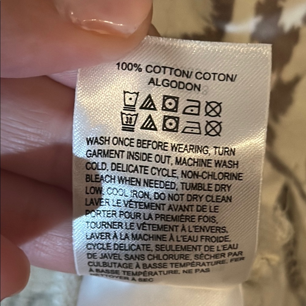 Lucky Brand shortsleeve casual shirt tan white animal leopard Print Women Top S - Picture 8 of 9